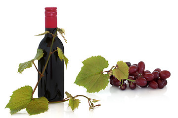 Image showing Red Wine and Grapes