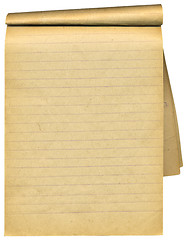 Image showing Old notebook with blank tattered pages. Over white