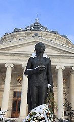 Image showing George Enescu statue during winter