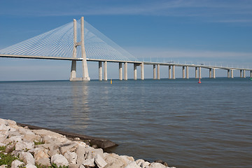 Image showing View of the Vasco da Gama bridge - Lisbon