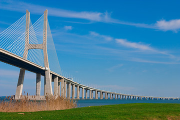 Image showing View of the Vasco da Gama bridge - Lisbon