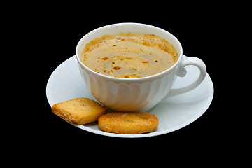 Image showing Coffee cup over black background