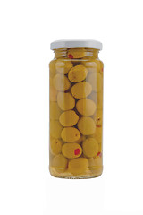 Image showing Pickled olives in glass jar