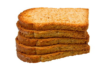 Image showing Stack of fresh toasts isolated on white