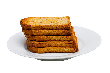 Image showing Stack of fresh toasts isolated on white