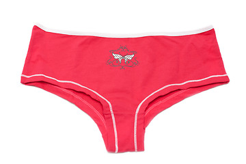 Image showing Feminine underclothes, red panties drawing butterfly