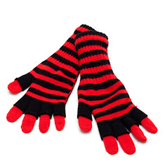 Image showing Striped red pair of the gloves