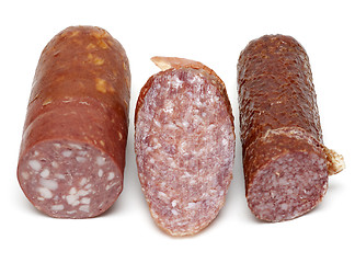 Image showing Three pieces of the sausage