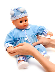 Image showing Nursery doll in blue suit