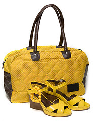 Image showing Yellow lady bag and yellow sandals 