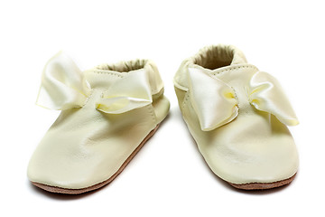 Image showing Pair baby leather slippers