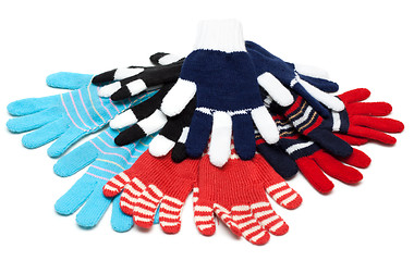 Image showing Striped red much pairs of the gloves
