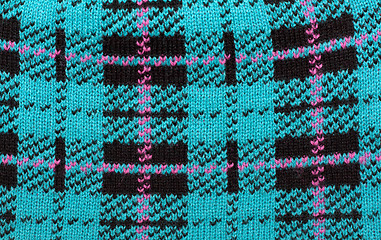 Image showing Knitted colour plaid fabrics