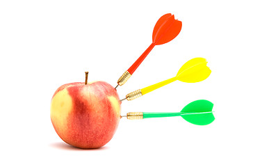 Image showing Apple with three darts