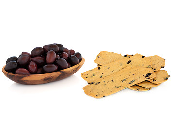 Image showing Olives and Cracker  Snack