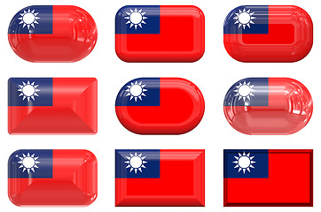 Image showing nine glass buttons of the Flag of Republic of China Taiwan