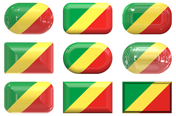 Image showing nine glass buttons of the Flag of the Republic of the Congo