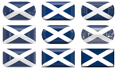 Image showing nine glass buttons of the Flag of Scotland