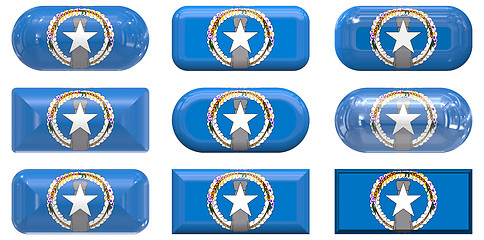 Image showing nine glass buttons of the Flag of Northern Mariana Islands