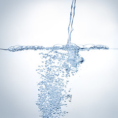 Image showing Water splashing in blue