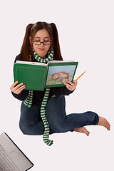 Image showing Geeky Girl Studying