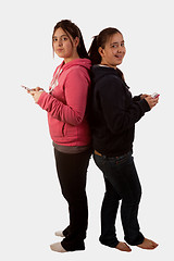 Image showing Twin Teens Texting