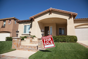 Image showing Foreclosure Home For Sale Sign and House