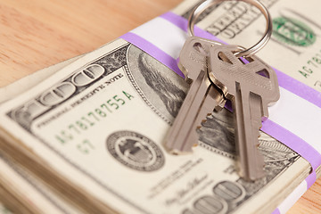 Image showing House Keys on Stack of Money