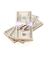 Image showing House Keys on Stack of Money Isolated