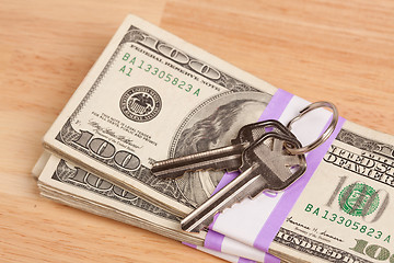 Image showing House Keys on Stack of Money