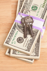 Image showing House Keys on Stack of Money