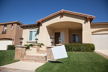 Image showing Blank Real Estate Sign and New Home