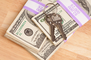 Image showing House Keys on Stack of Money