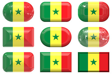 Image showing nine glass buttons of the Flag of Senegal