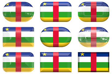 Image showing nine glass buttons of the Flag of Central African Republic