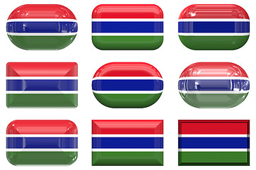 Image showing nine glass buttons of the Flag of Gambia