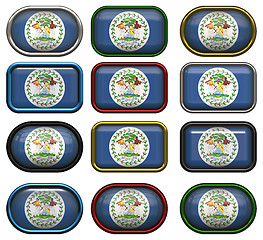Image showing twelve buttons of the Flag of Belize