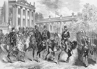 Image showing The King of Italy in Berlin Reviewing the Guards