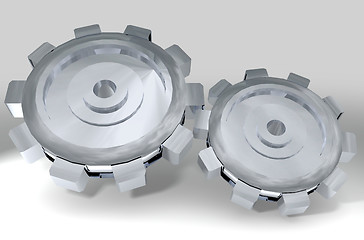 Image showing two silver cogs