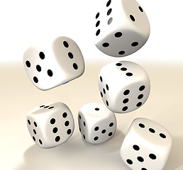 Image showing six white casino dice