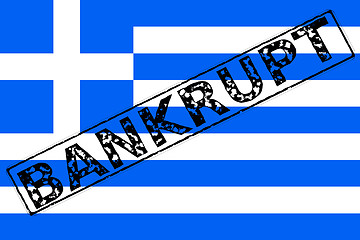 Image showing Greek Flag Bankrupt stamp