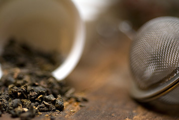 Image showing green chinese tea set