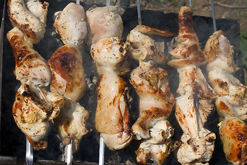 Image showing Preparaing chicken shashlik