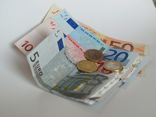 Image showing Euro note and coin