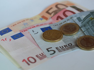 Image showing Euro note and coin