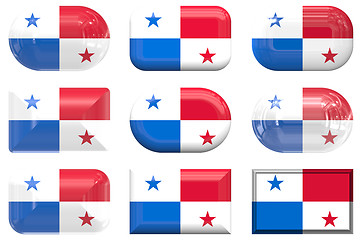 Image showing nine glass buttons of the Flag of Panama