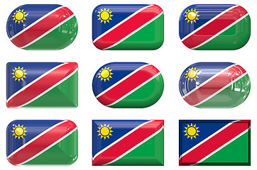 Image showing nine glass buttons of the flag of nambia