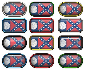 Image showing twelve buttons of the Flag of Georgia