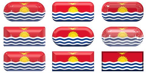Image showing nine glass buttons of the Flag of Kiribati