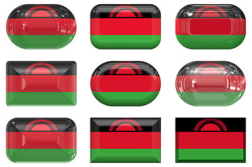 Image showing nine glass buttons of the Flag of Malawi